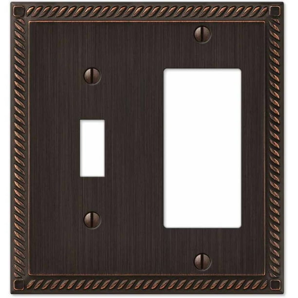Aged Bronze 4750980 Amerelle 163RDB Traditional Steel Wallplate with 1 Rocker 